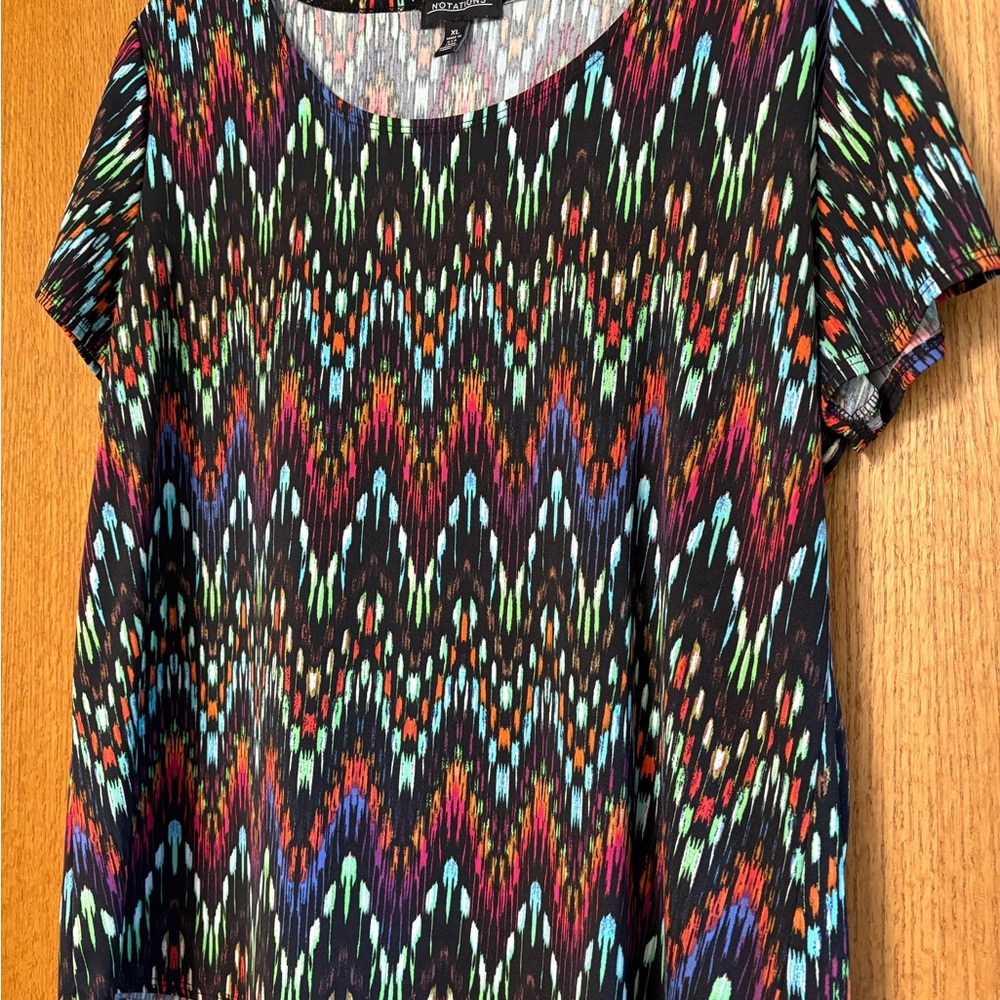 Colorful Patterned Women's Top Notations XL